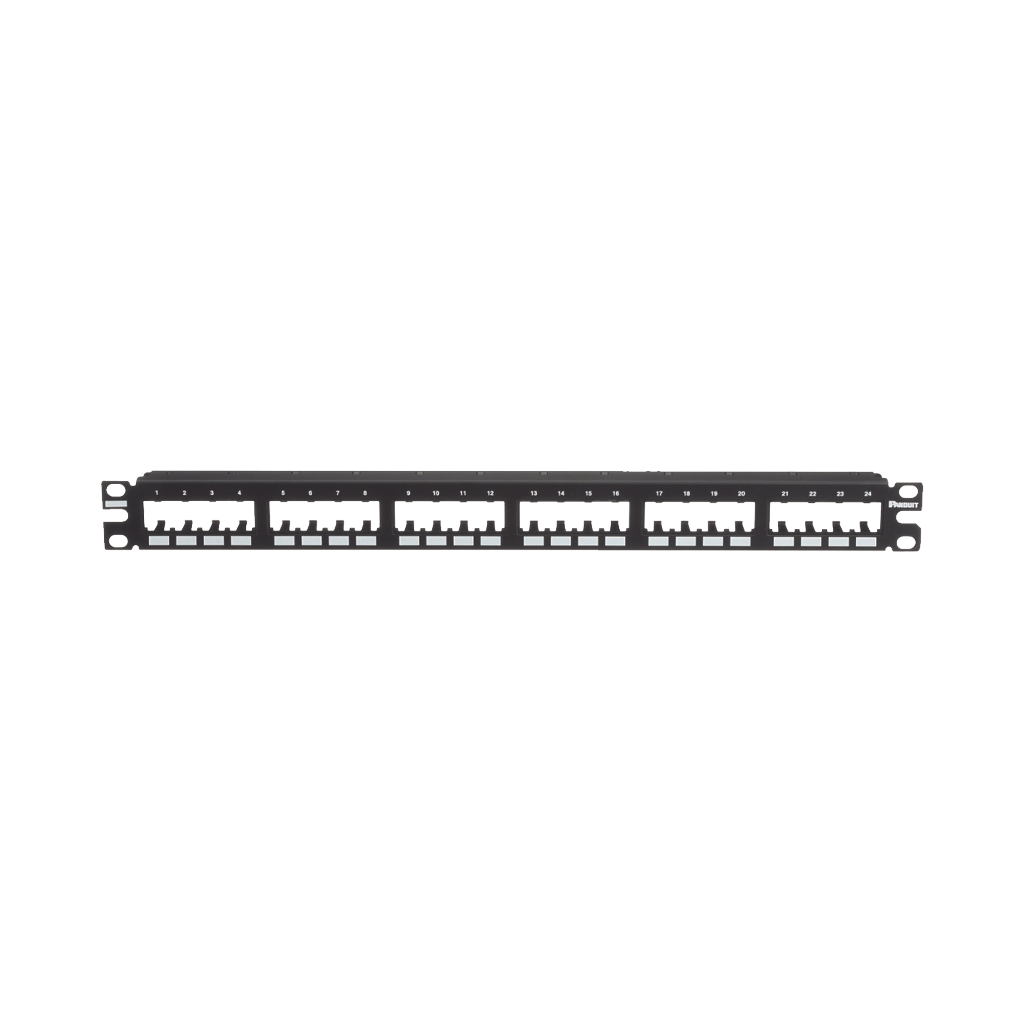 Panel de Parcheo Modular Mini-Com (Sin Conectores), Plano de Instalación al Ras, Sin Blindaje, de 24 puertos, 1UR