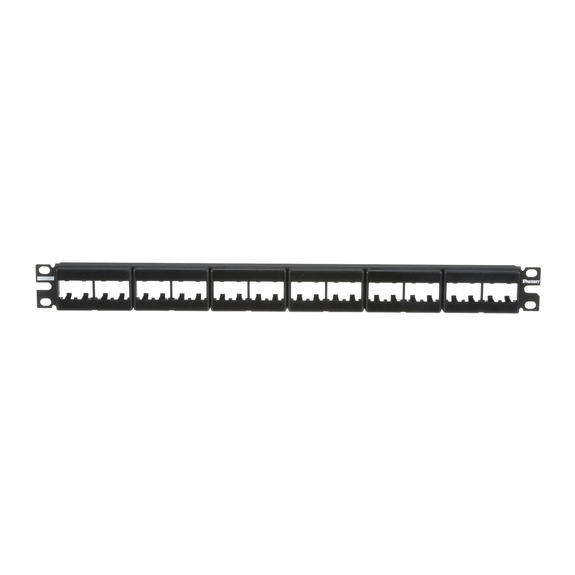 Panel de Parcheo Modular Mini-Com (Sin Conectores), Plano, Sin Blindaje, Con Etiqueta y Cubierta, de 24 puertos, 1UR