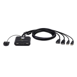 Switch KVM | USB FHD HDMI | de 2 puertos en formato cable | 1920x1080 @ 60Hz (FHD)	| HDCP 1.4 | Conecta y controla 2 equipos con un solo monitor, teclado y mouse