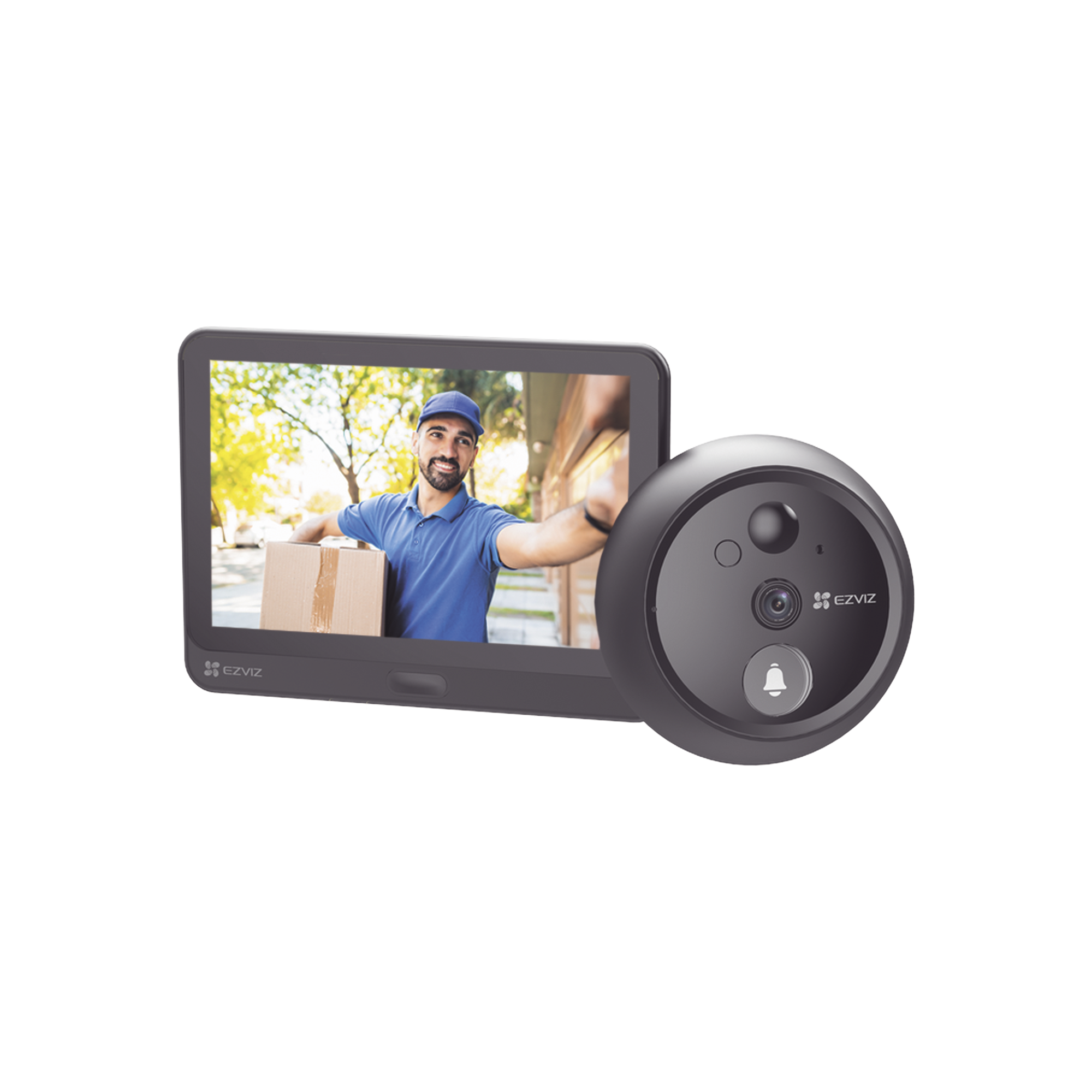 Videoportero Con Mirilla y Pantalla Wi-Fi de Batería Recargable / Para Instalarse en Puerta / Cámara 1080P / Audio de Dos Vías / Uso en Interior