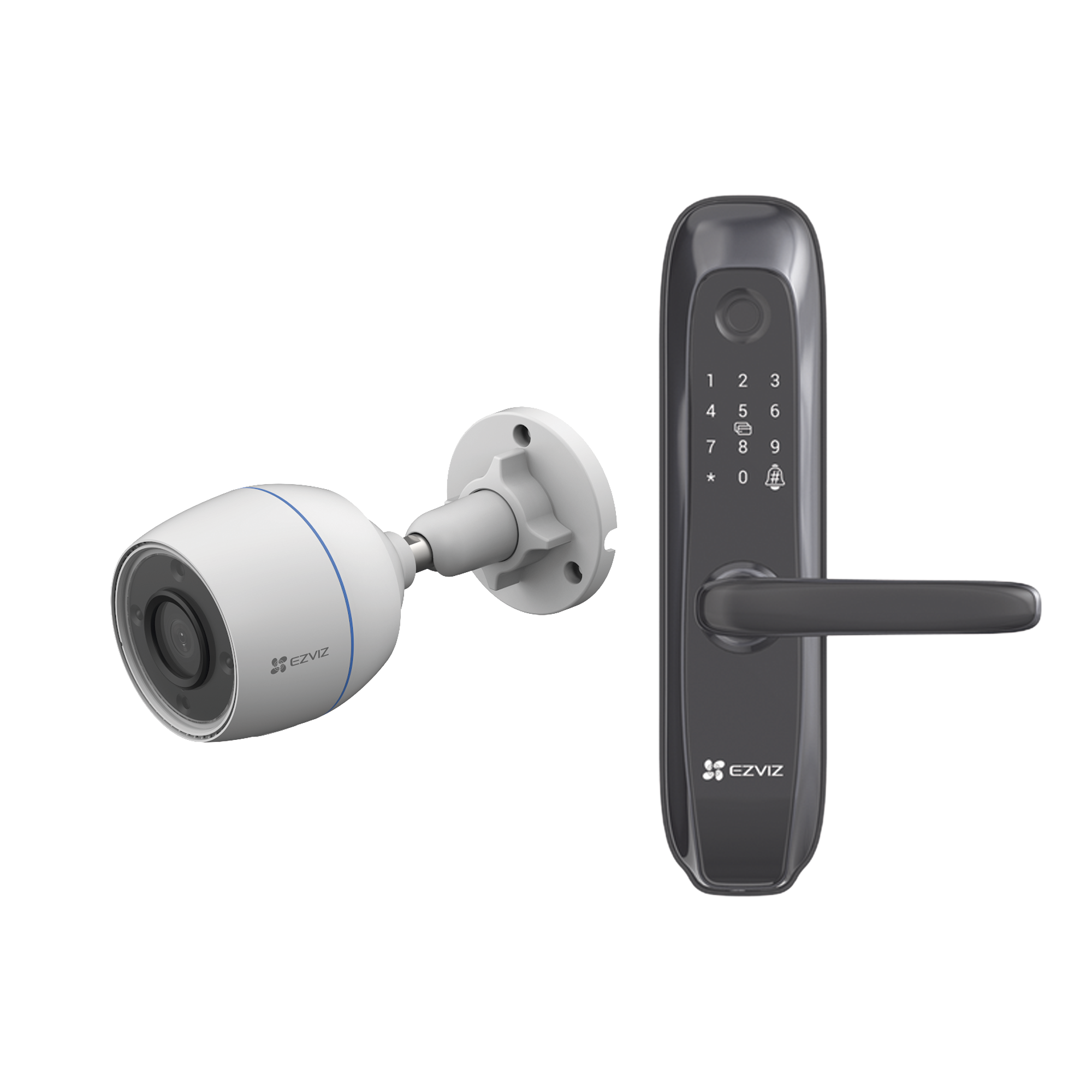 Kit de Cerradura Inteligente con Cámara IP Wi-Fi modelo CS-H3C / Apertura Remota desde la App / Códigos Temporales Para Visitantes / Lectura de Huella / Lectura de Tag / Contraseña /  Botón para Timbrar / Alarma Anti-intrusion