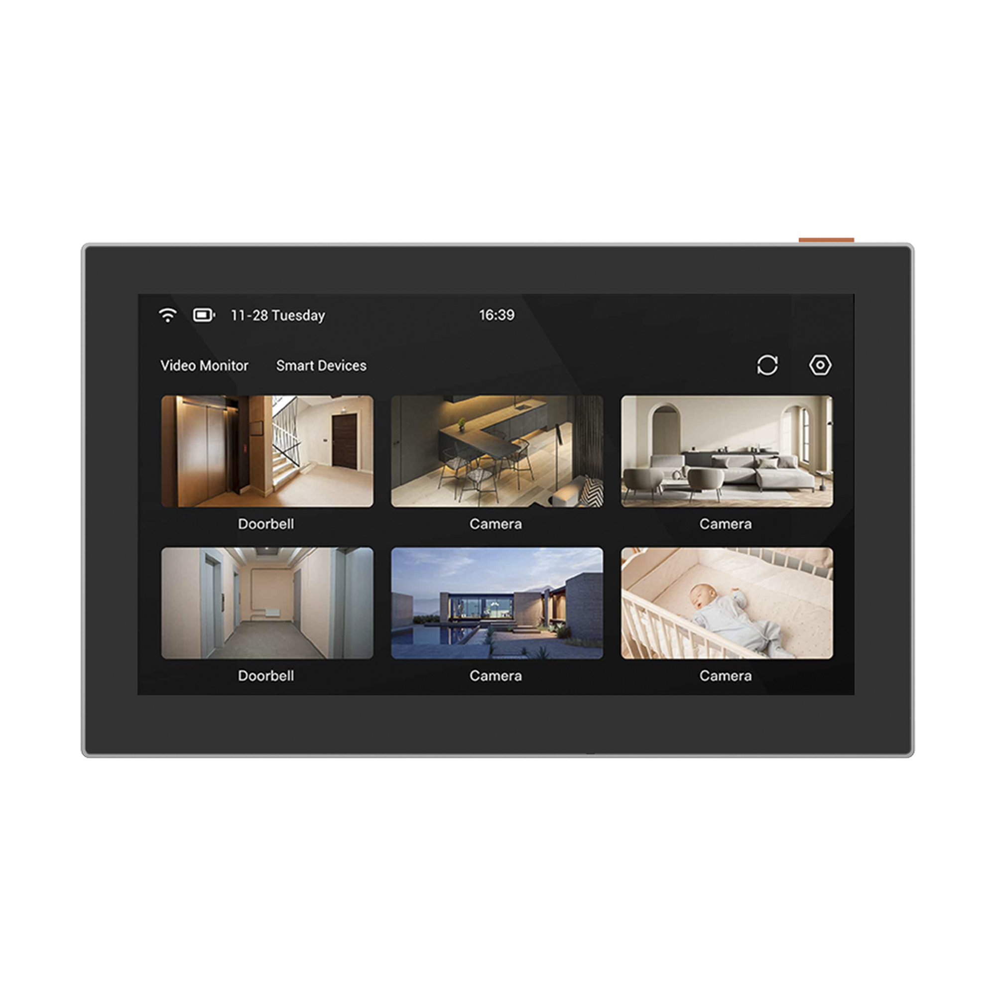 Pantalla Inalámbrica / Con Batería Recargable 4600mAh / Wi-Fi / Ideal Para Escritorio o Pared  / Vista en Vivo de Cámaras EZVIZ / Compatible con Videoportero CS-HP7  para ver Cámara y Apertura Remota  / Audio de Dos Vías