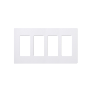 Placa de pared 4 espacios, color blanco, para atenuador (dimmer), switch ó control remoto PICO inalámbrico