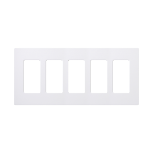 Placa de pared 5 espacios, para atenuador (dimmer), switch ó control remoto PICO inalámbrico
