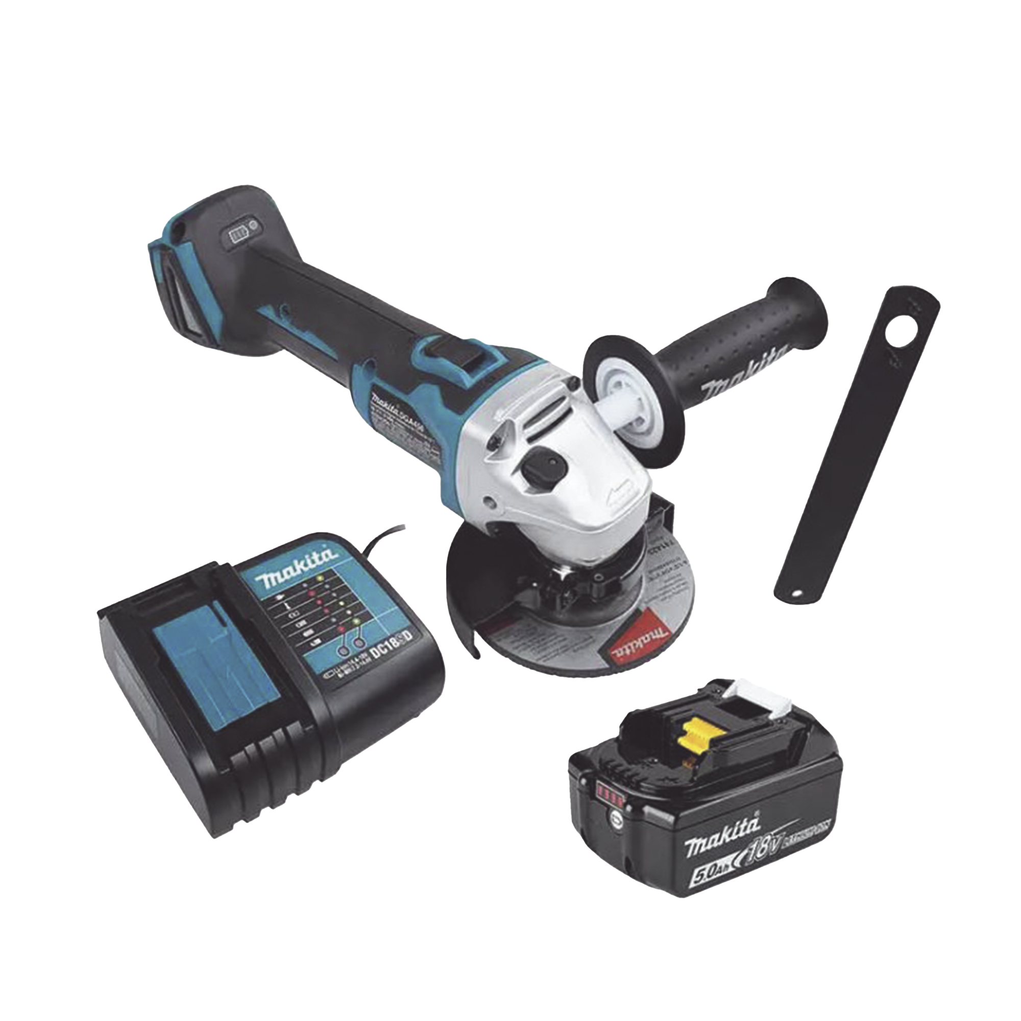 Mini esmeril Inalámbrico de 4-1/2 " 8.500 rpm, Incluye 1 bat. li-ion 18v/5.0 a.h y Cargador