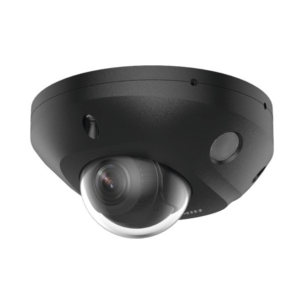 [Dual Light + 2 Micrófonos Integrados] Mini Domo IP 4 Megapixel / Color Negro / Lente 2.8 mm / 30 mts Luz Blanca + 30 mts IR / ACUSENSE / Exterior IP67 / IK08 /  WDR 120 dB / PoE / ONVIF / Alarmas I/O / Micro SD / ACUSEARCH