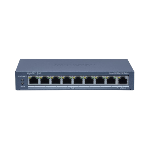Switch PoE+ / Monitoreable / 8 Puertos 10/100 Mbps PoE+ / 1 Puerto 1000 Mbps Uplink /  Configuración Nube Hik-Partner Pro / Modo Extendido hasta 300 metros / 60 W