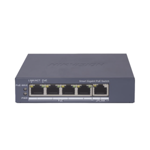 Switch Gigabit PoE+ / Administrable / 4 Puertos 1000 Mbps PoE+ / 1 Puerto 1000 Mbps Uplink / Configuración Nube Hik-PartnerPro / Modo Extendido hasta 300 Metros / 60 Watts