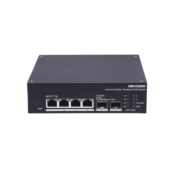 Switch Industrial Administrable Gigabit / 3 Puertos Gigabit PoE+ (30 W) + 1 Puertos Gigabit PoE++ (60 W) / 2 Puertos SFP / 120 W Total / 48 a 57 VCD / Ideal para Proyectos / 300 Metros de Distancia