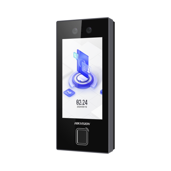 Terminal Facial Min Moe con LECTOR DE HUELLAS y Tarjetas MIFARE / 3000 Rostros / 3000 Huellas / Pantalla 4.5" / Administrable en la Nube con Hik-Connect Teams  / Exterior IP65  / PoE / WiFi