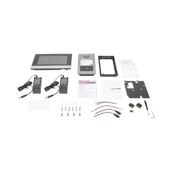 Kit de Videoportero IP PoE Estandar con llamada a App de Smartphone (Hik-Connect) / Apertura con Tarjeta MIFARE / Frente de calle IK08 & IP65 / Soporta 2 puertas