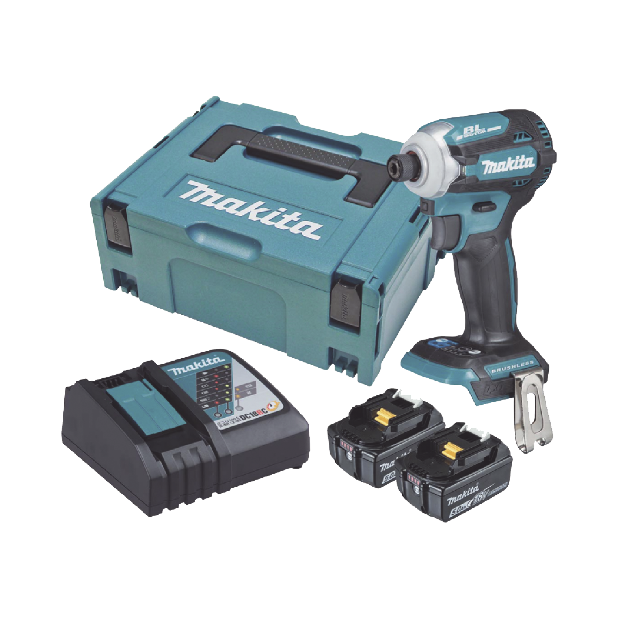 Atornillador de Impacto 18 Vcc, 3,800 RPM, 180N.m. Incluye: estuche MAKPAC, Cargador y 2 Bat. 5Ah