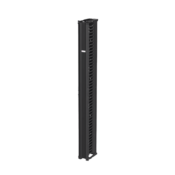 Organizador Vertical CableTek, Sencillo (Solo Frontal), Para Rack Abierto de 45 Unidades, 6 in de Ancho, Color Negro