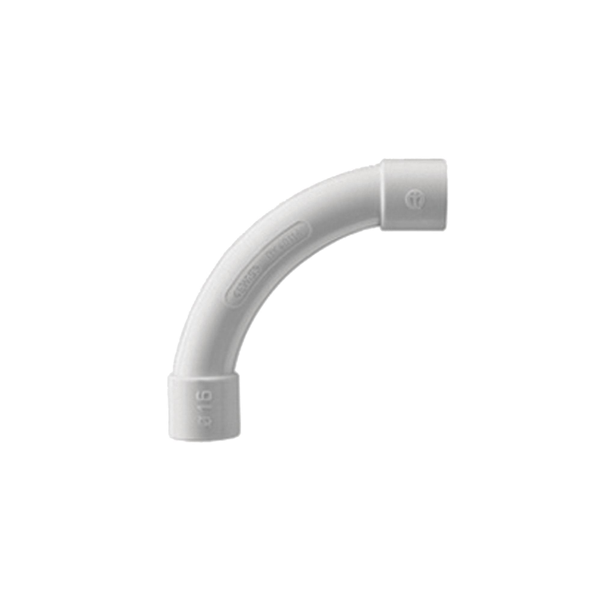 Curva de radio estrecho para tubería rígida, recomendado para cables de datos, PVC Auto-extinguible, de 40 mm