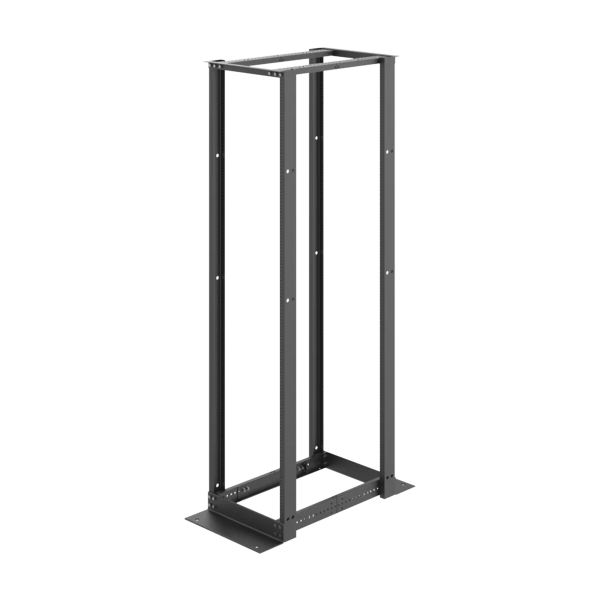 Rack de Cuatro Postes Estándar de 19", Rieles Numerados y Roscados #12-24, Profundidad Ajustable de 450 a 1050 mm, 45 Unidades de Rack, Color Negro