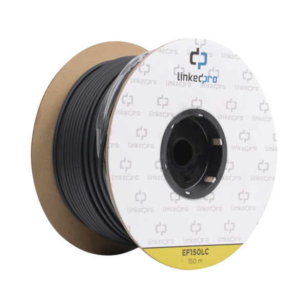 Carrete de Fibra Óptica Monomodo con conectores LC-LC Duplex, Reforzada con Kevlar, de 150 metros, Para instalaciones subterráneas por tubería