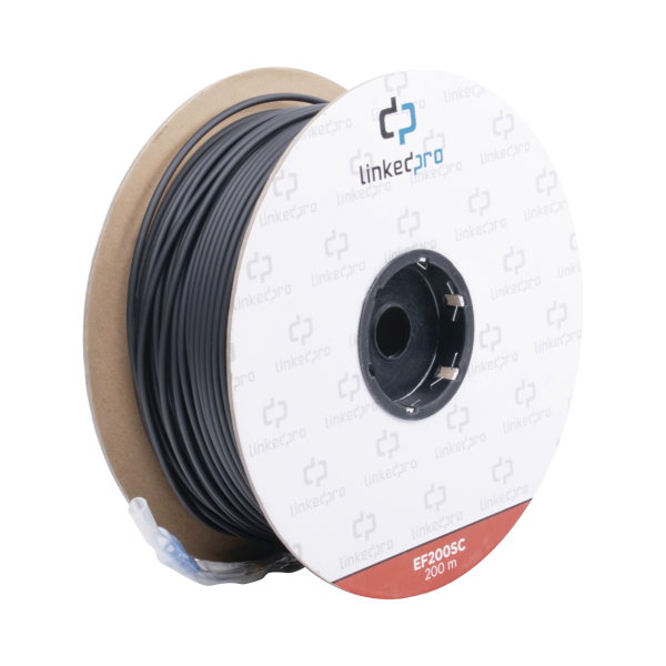 Carrete de Fibra Óptica Monomodo con Conectores SC-SC Duplex, Reforzada con Kevlar, de 200 metros, Para instalaciones subterráneas por tubería