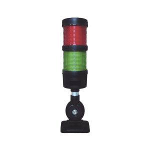 Torre LED Indicadora de estado de 2 niveles color Rojo y Verde, con Buzzer integrado a 85 dB,  a 110-240 VCA con Montaje incluido de 60 mm de diámetro