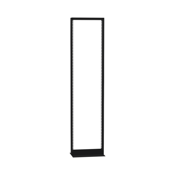 Rack de 2 Postes (Doble Perforación), Estándar 19", 45 Unidades, Fabricado en Acero, Base "L" para Anclar a Piso.