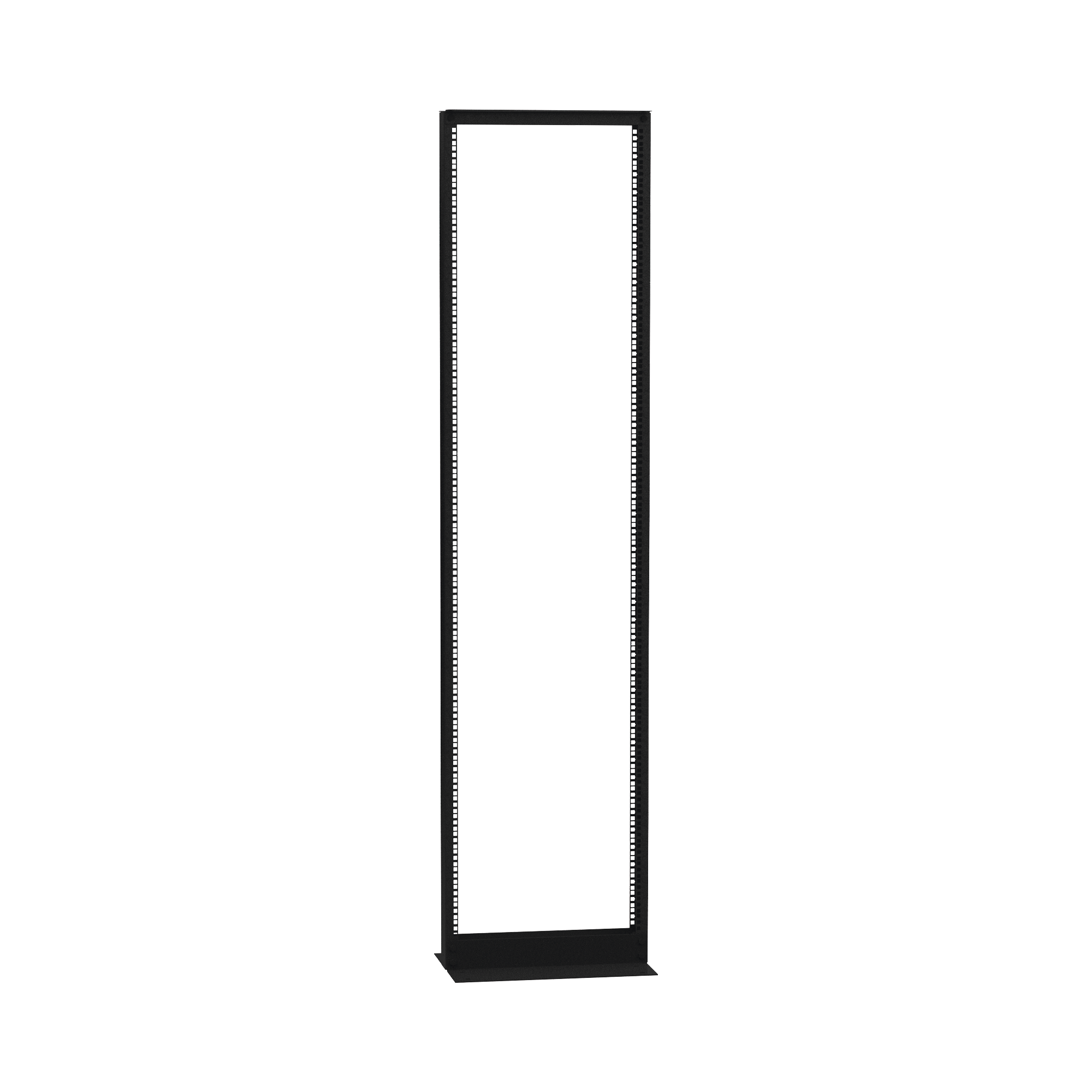 Rack de 2 Postes (Doble Perforación), Estándar 19", 45 Unidades, Fabricado en Acero, Base "L" para Anclar a Piso.