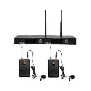 Kit de Microfonía inalámbrico | 2 Micrófonos de Lavalier | Receptor UHF | Pantalla LCD | 200 Canales |¬†Gran cobertura