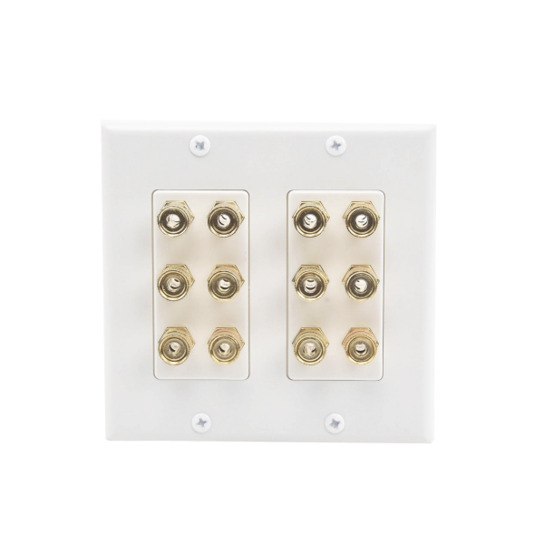 Placa de Pared |¬†Postes de Unión Tipo Banana | Conexión para 6 Altavoces | Fácil Instalación | Conectores Chapados en Oro