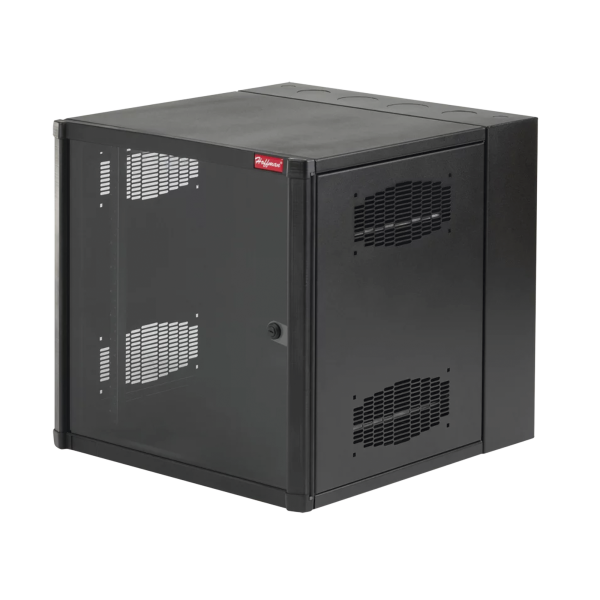 Gabinete AccessPlus de Montaje en Pared de 19in, Rieles Numerados y Roscados #10-32, Puerta con Ventana de Seguridad, 600 mm de Ancho, 762 mm de Profundidad, 19 UR, Color Negro