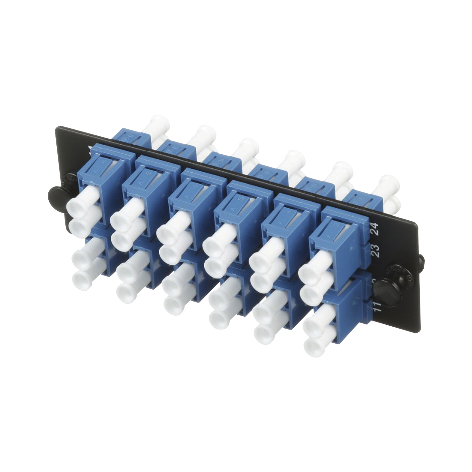 Placa Acopladora de Fibra Optica FAP, Con 12 Conectores LC Duplex (24 Fibras), Para Fibra Monomodo OS1/OS2, Color Azul