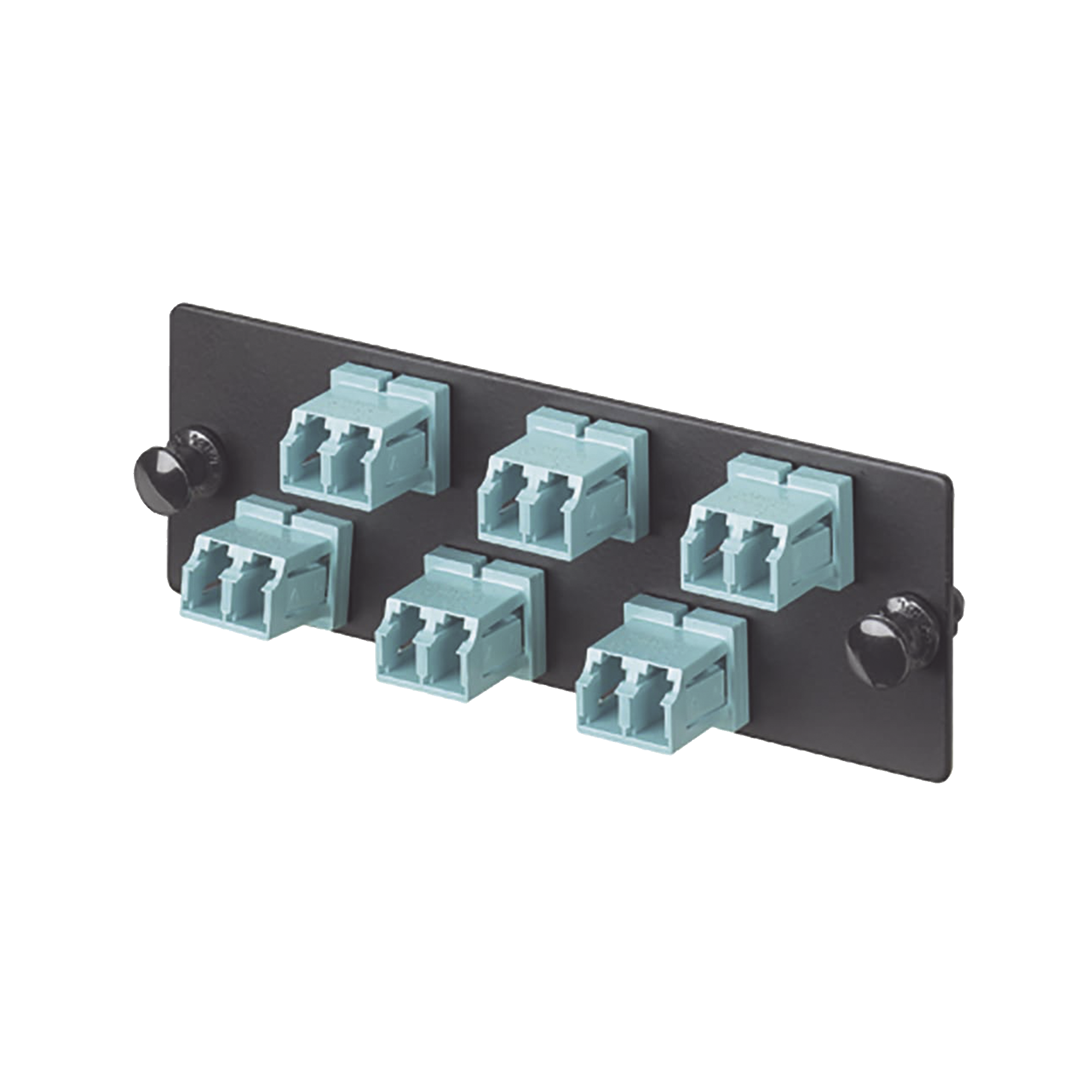 Placa Acopladora de Fibra Optica FAP, Con 6 Conectores LC Duplex (12 Fibras), Para Fibra Multimodo OM3/OM4, Color Aqua