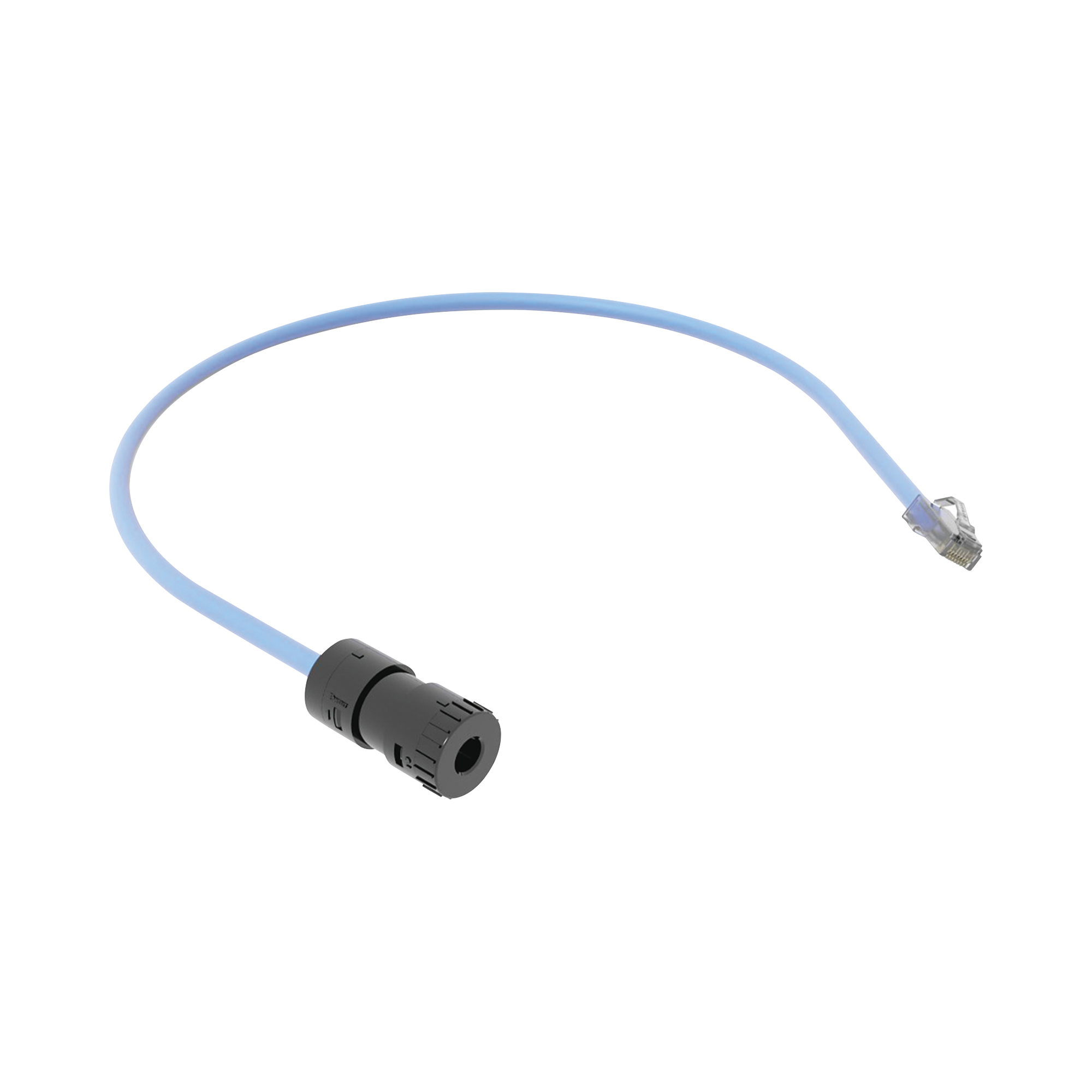 Cable de Conexión en Campo Jack a Plug RJ45, Categoría 6A, CMP (Plenum), 0.5 Metros, Color Azul