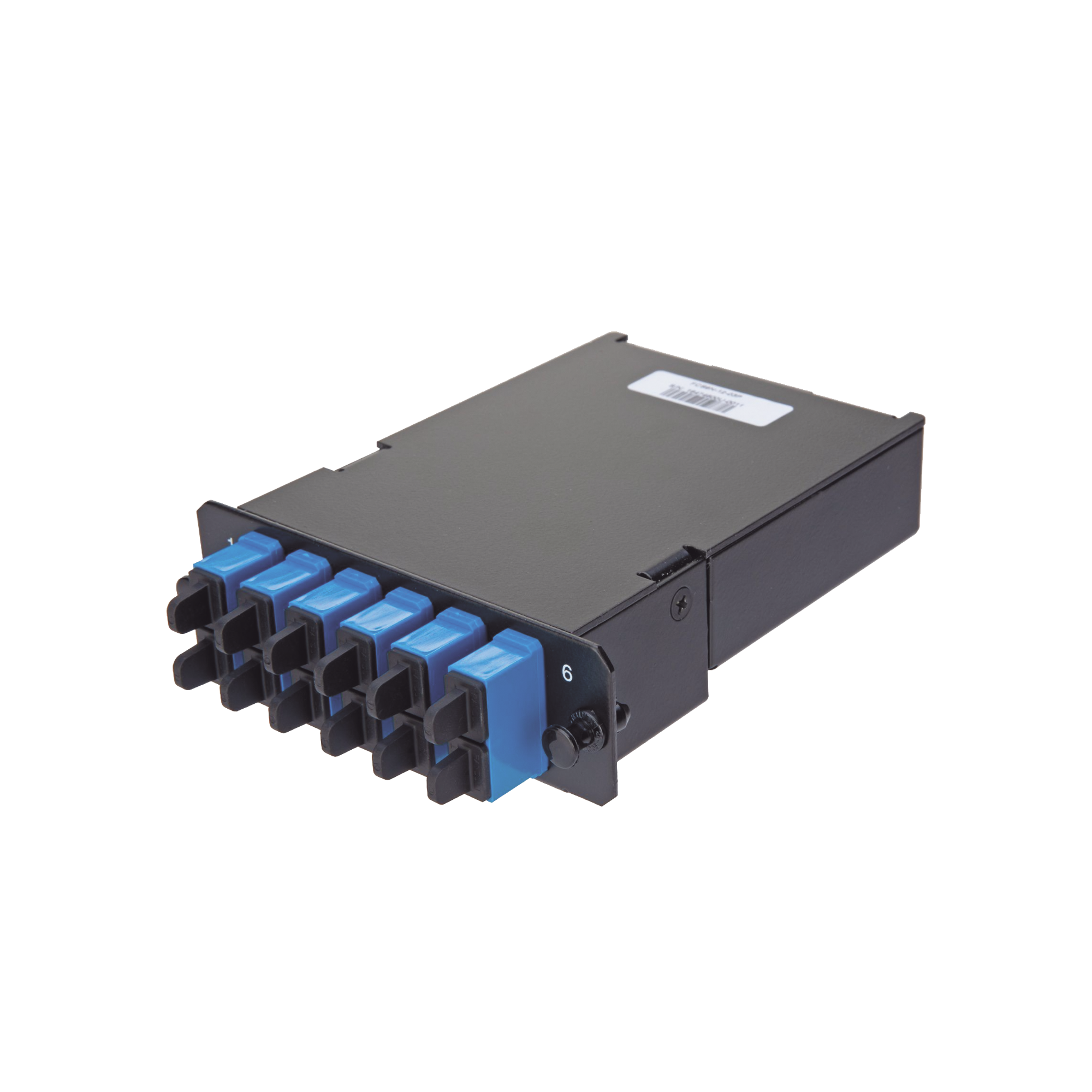 Placa Acopladora de Fibra Óptica FAP, Con 12 Pigtails y 6 Conectores LC Duplex (12 Fibras), Para Fibra Monomodo OS1/OS2, Color Azul