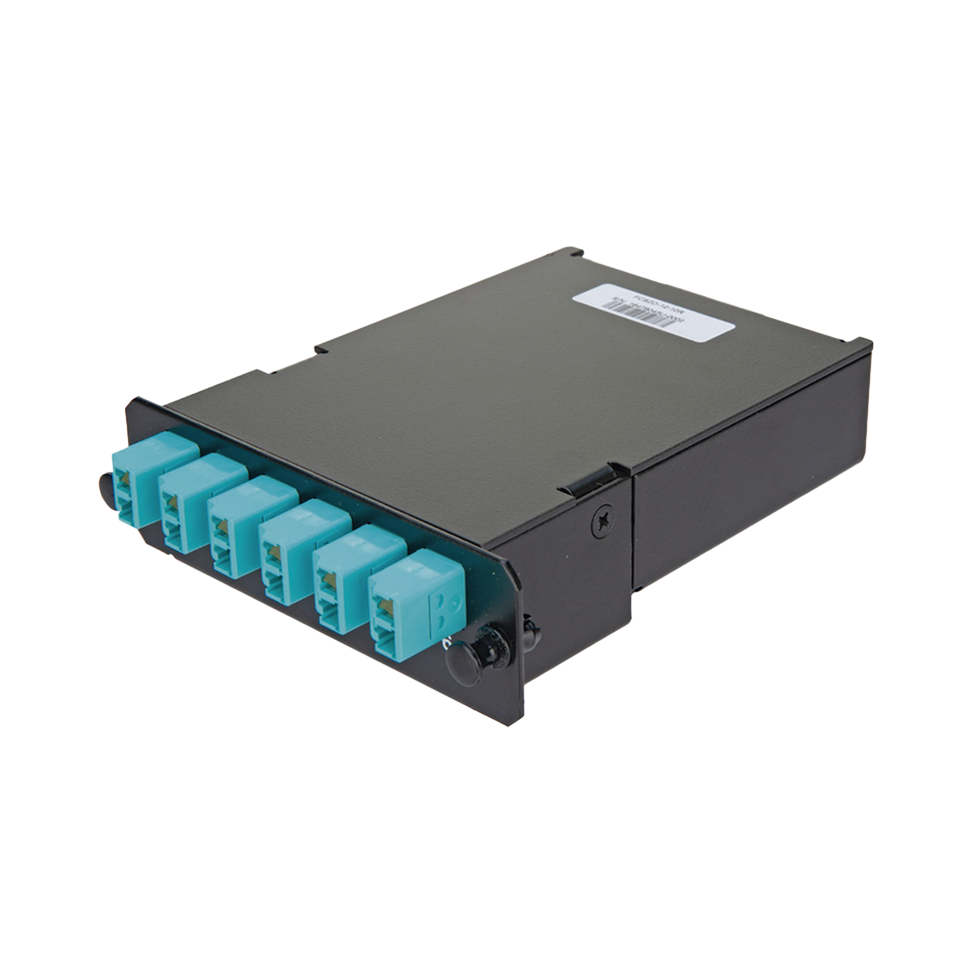 Placa Acopladora de Fibra Óptica FAP, Con 12 Pigtails y 6 Conectores LC Duplex (12 Fibras), Para Fibra Multimodo OM3/OM4, Color Aqua