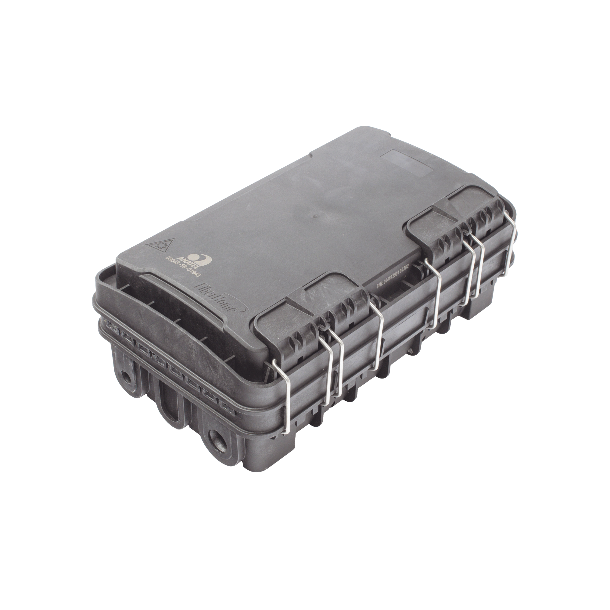 Caja de Distribución de Fibra Óptica para 24 Empalmes, con 8 acopladores SC/APC simplex, Exterior IP65, Color Negro