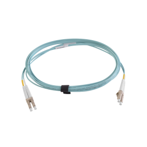 Jumper de Fibra Óptica Multimodo 50/125 XGLO OM3, LC-LC Duplex, OFNR, Color Aqua, 5 Metros