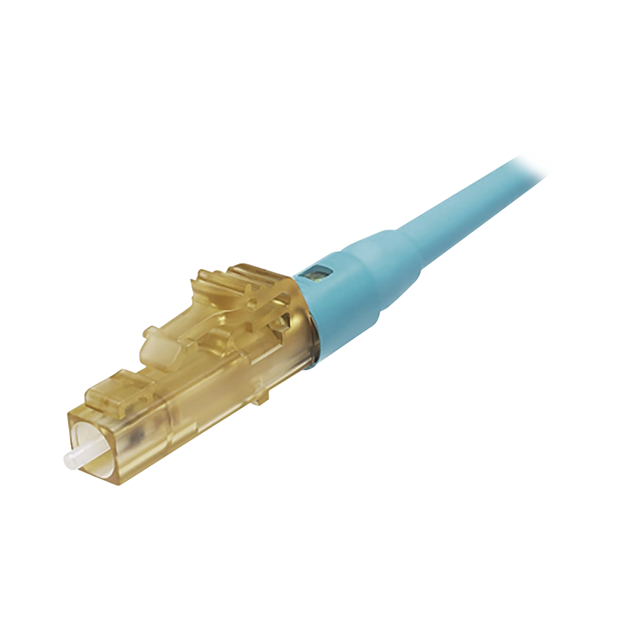 Conector de Fibra Óptica LC Simplex OptiCam, Multimodo 50/125 OM3/OM4, Pre-pulido, Color Aqua