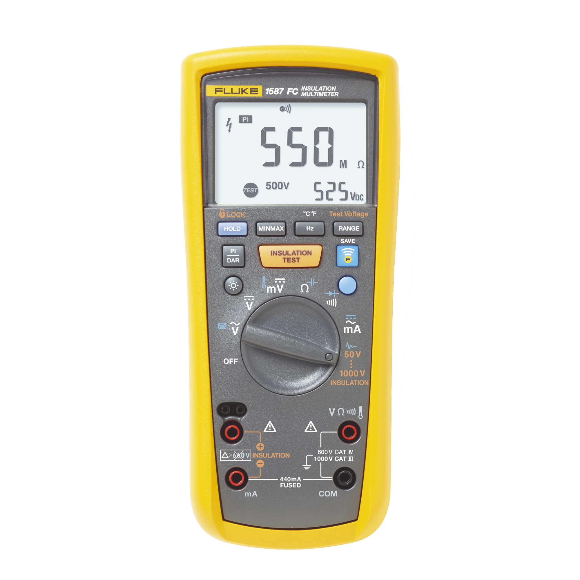 Multímetro de Aislamiento 0.01 MŒ© - 2GŒ© . Prueba de 50V - 1000V. Compatible con FLUKE CONNECT