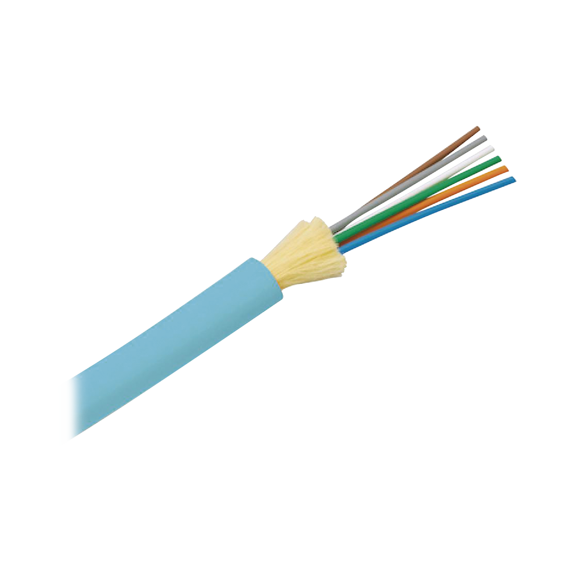 Cable de Fibra Óptica de 6 hilos, Multimodo OM3 50/125 Optimizada, Interior, Tight Buffer 900um, No Conductiva (Dieléctrica), OFNR (Riser), Precio Por Metro