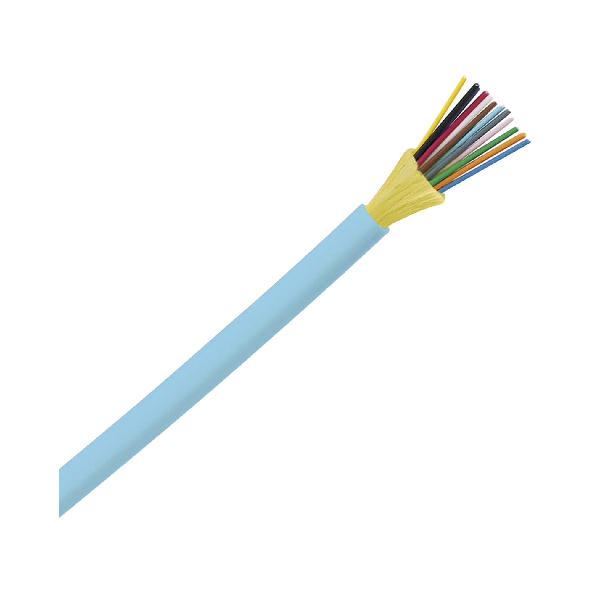 Cable de Fibra Óptica de 12 hilos, Multimodo OM3 50/125 Optimizada, Interior, Tight Buffer 900um, No Conductiva (Dieléctrica), OFNR (Riser), Precio Por Metro