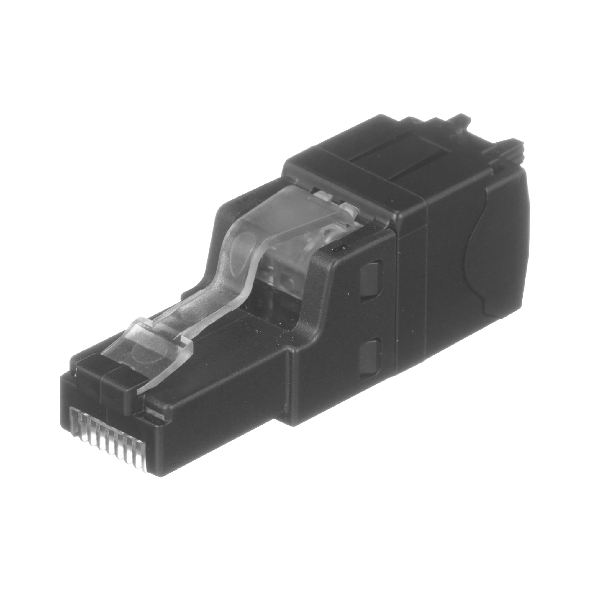 Plug RJ45 UTP, Instalación Recta, Terminación en Campo Certificable, Compatible con Cat5e, Cat6 y Cat6A, Color Negro