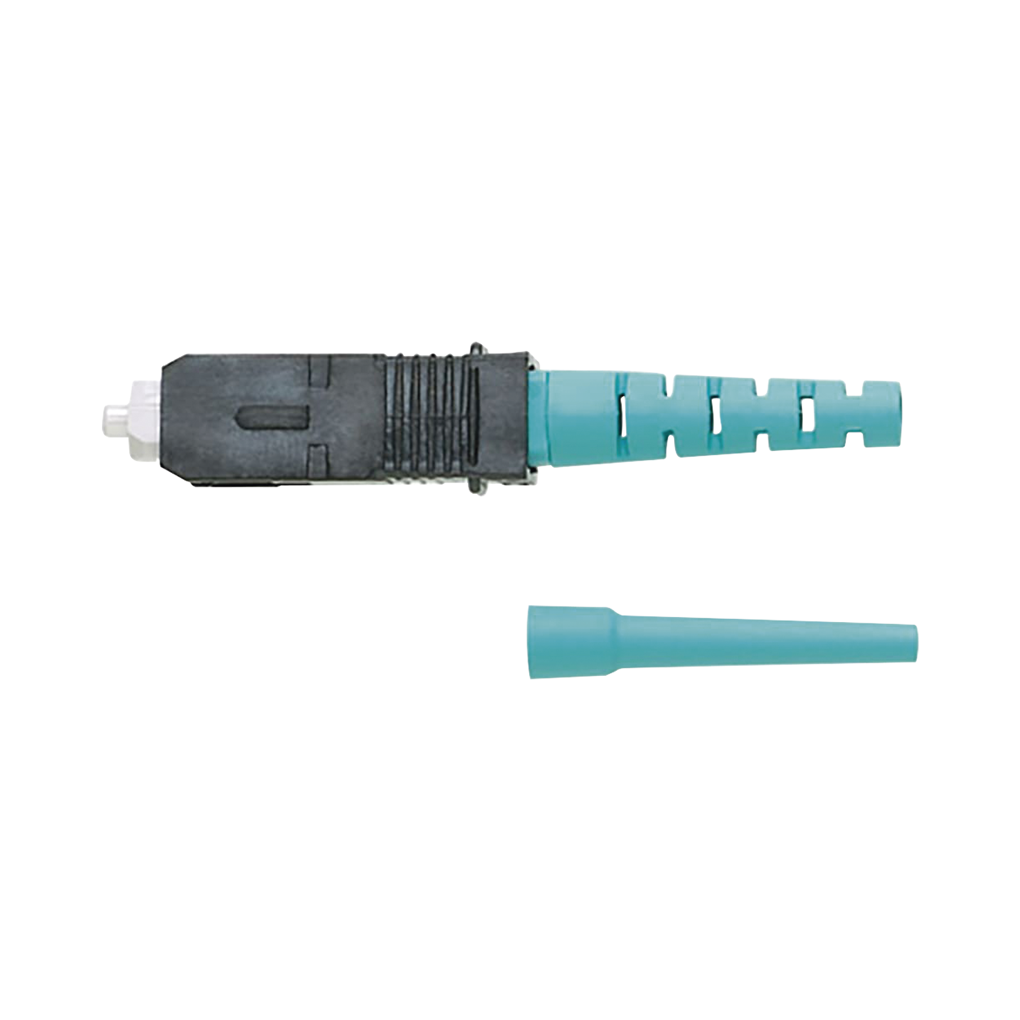 Conector de Fibra Óptica SC Simplex OptiCam, Multimodo 50/125 OM3/OM4, Pre-pulido, Color Aqua