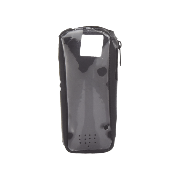Funda Reforzada en Piel para Cinto, con Cierre y Amplio Visor Frontal Transparente para Radios Aéreos IC-A25.
