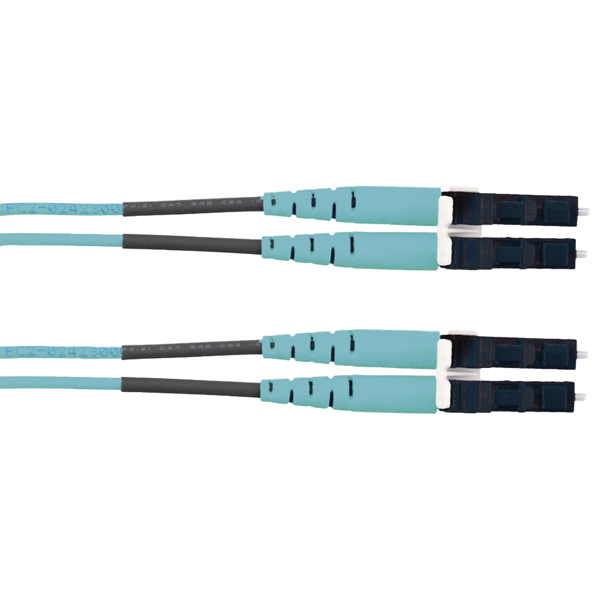 Jumper de Fibra Optica Multimodo 50/125 OM3, LC-LC Duplex, LSZH (Cero Halógenos), Color Aqua, 2 Metros