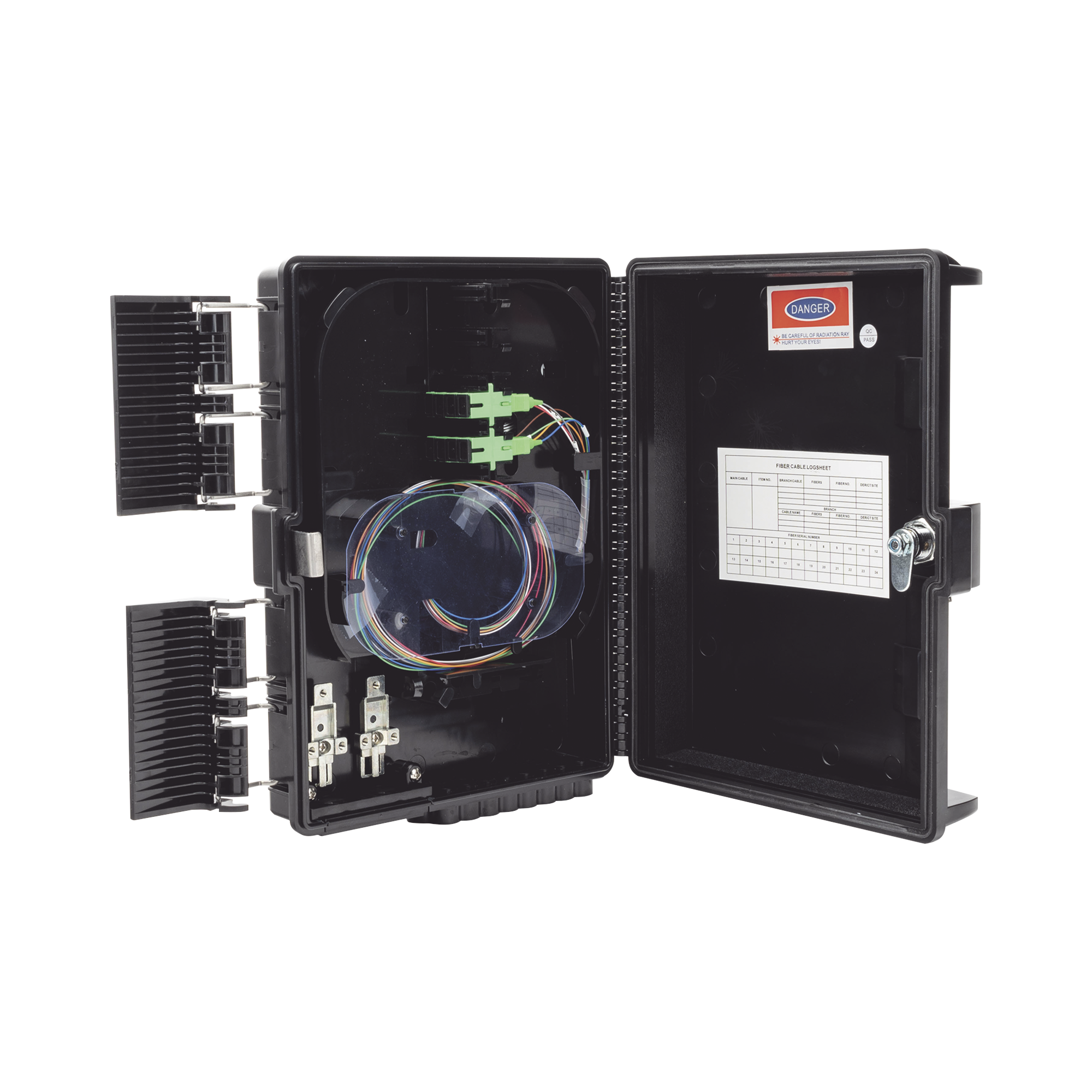 Cierre de Empalme para 24 fusiones de fibra óptica, Interior/Exterior, con 8 acopladores SC/APC y splitter 1x8 SC/APC Incluido, IP65