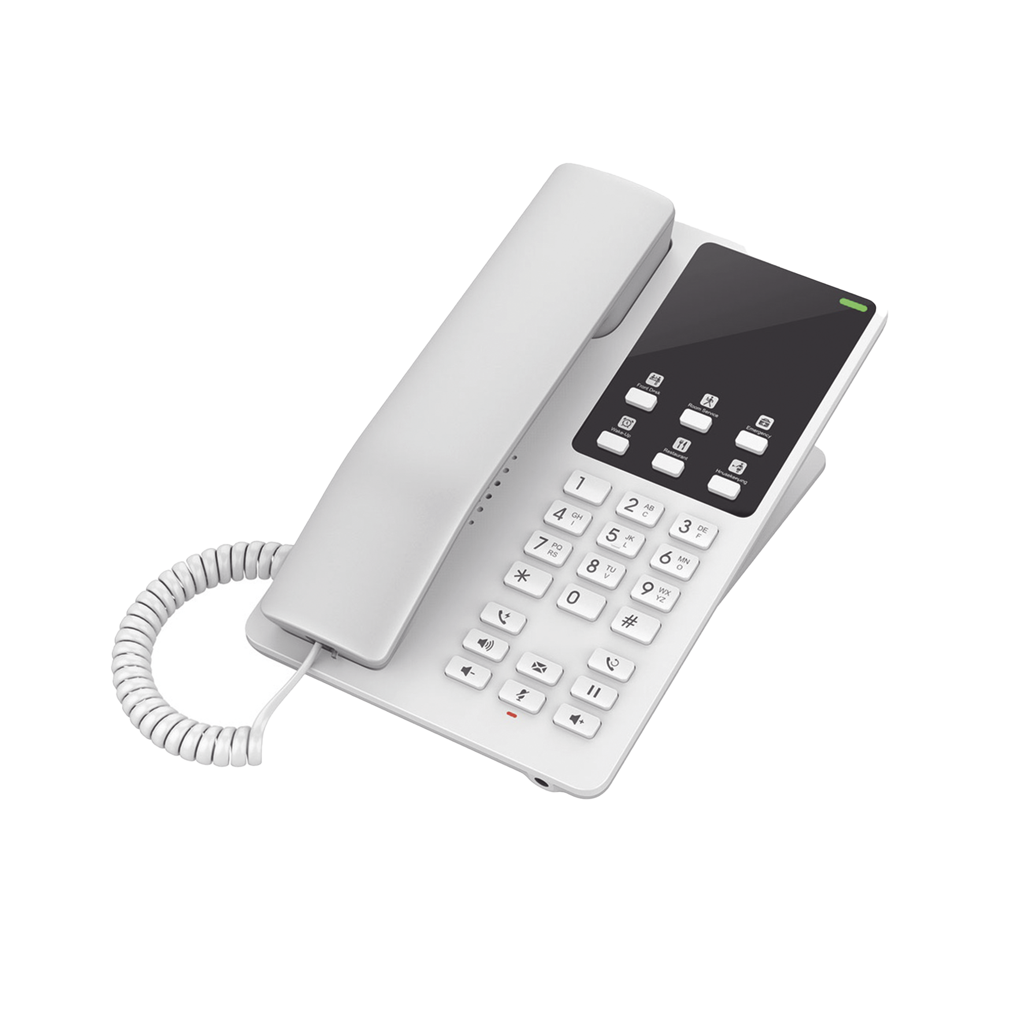 Teléfono IP Hotelero, 2 líneas SIP con 2 cuentas, codec Opus, IPV4/IPV6, color blanco, con gestión en la nube GDMS