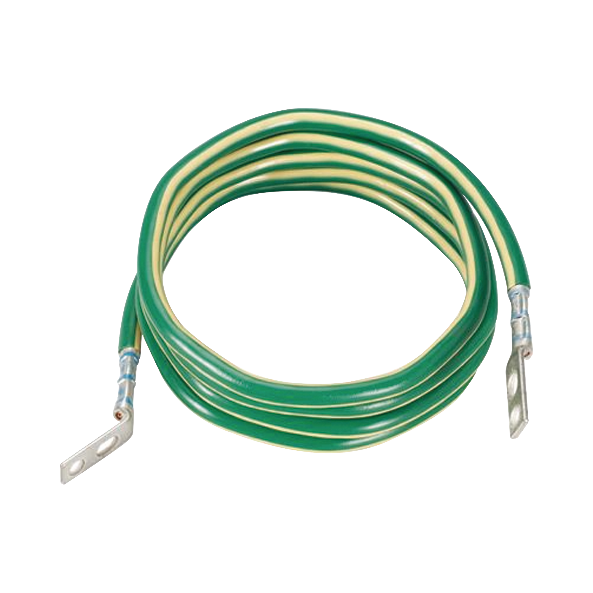 Jumper para Aterrizar Equipos, 6 AWG, con Terminal Doblada a 45 Grados y Terminal Recta, Para Conexión a Tierra y Terminal Recta Para Equipos, 1.8m de Largo