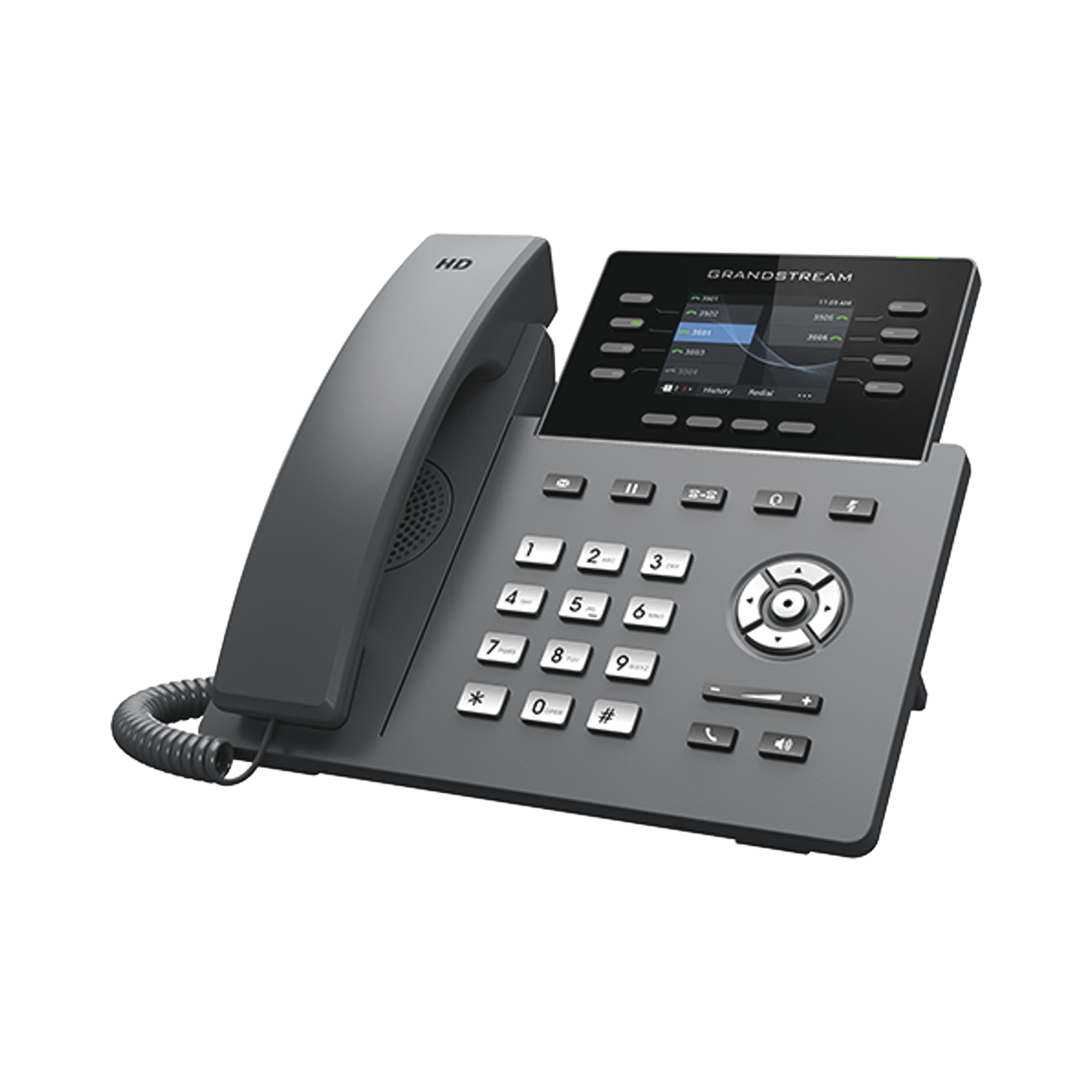 Teléfono IP Wi-Fi, Grado Operador, 8 líneas SIP con 4 cuentas, pantalla a color 2.8", puertos Gigabit, Bluetooth, PoE, codec Opus, IPV4/IPV6 con gestión en la nube GDMS