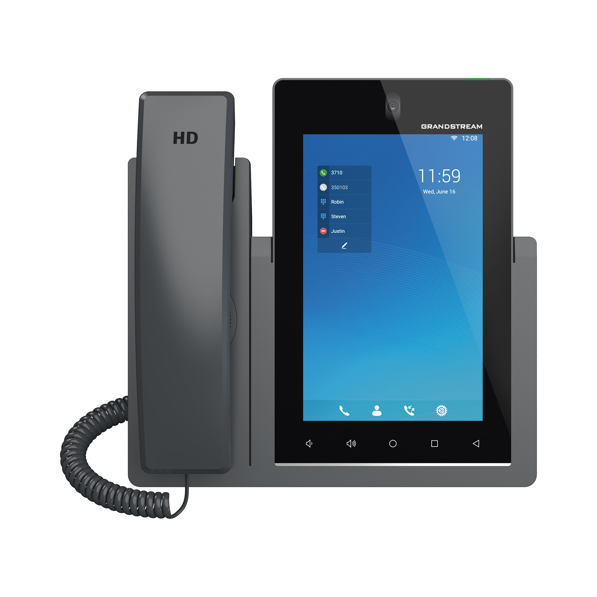 Teléfono IP Android 11, 16 líneas SIP con 16 cuentas, pantalla táctil  7", puertos Gigabit, Wi-Fi, Bluetooth, PoE, codec Opus, IPV4/IPV6 con gestión en la nube GDMS