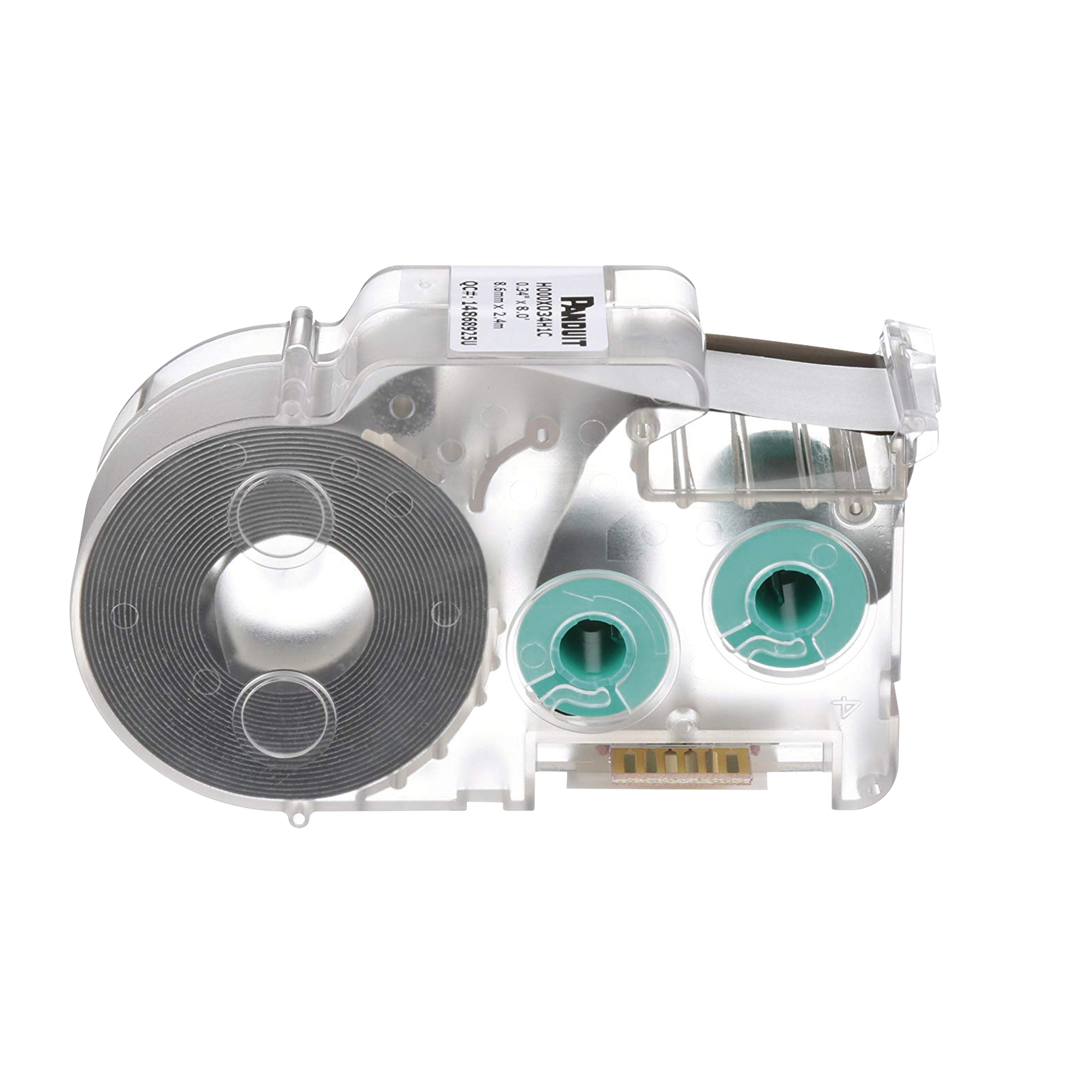 Casete de Etiquetas de Poliolefina de Cinta Continua, Tubo Termocontráctil, 8.6 mm de Ancho, 2.4 m de largo, Para Cables de 1.5 a 4.8 mm (18-12 AWG) de Diámetro, Color Blanco