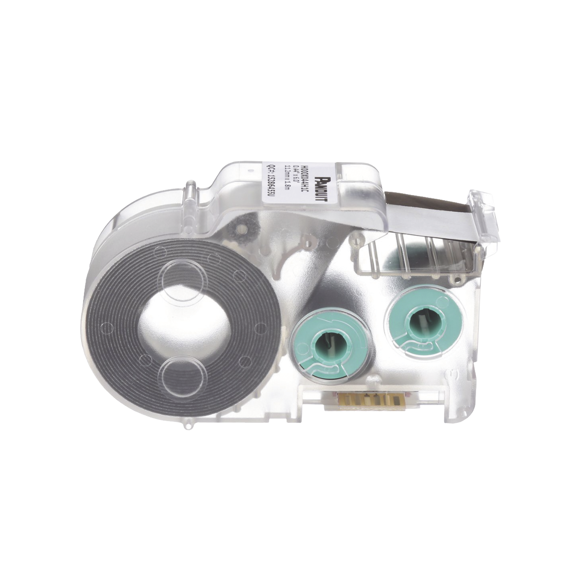 Casete de Etiquetas de Poliolefina de Cinta Continua, Tubo Termocontráctil, 11.2 mm de Ancho, 2.4 m de largo, Para Cables de 2 a 6.4 mm (16-10 AWG) de Diámetro, Color Blanco
