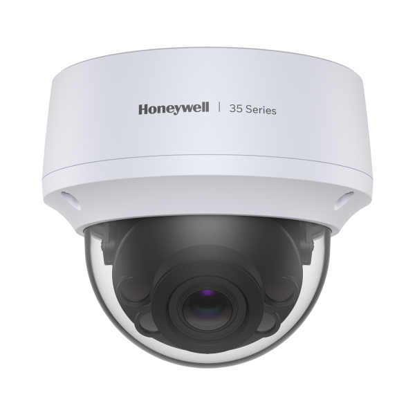 Domo IP 8 Megapíxel / Lente Mot. 2.7 a 13.5 mm / 50 mts IR /  Ultra Baja Iluminación / NDAA / ONVIF / IP67 / IK10 /  IA (Filtro de Humanos y Vehiculos) / Merodeo / Conteo de Personas / PoE / Audio y Alarmas I/O / Serie 35 / Honeywell Securit